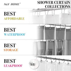 Rideaux <span class=keywords><strong>de</strong></span> <span class=keywords><strong>douche</strong></span> imperméables <span class=keywords><strong>en</strong></span> tissu gaufré <span class=keywords><strong>de</strong></span> luxe CF avec doublure <span class=keywords><strong>en</strong></span> polyester amovible hydrofuge - Product Image 6