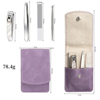 Ensemble d'outils de manucure 4 pièces avec étui de rangement en cuir PU, coupe-ongles anti-éclaboussures, kit de soins personnels à domicile