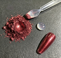 Poudre de Pigment Métallique Rouge Vin Scintillant 9D GuanZun 5-100 Microns pour Vernis à Ongles Gel, Salon et Manucure DIY