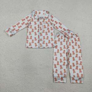 BLP1408 rts Boutique Ensemble de vêtements pour bébé garçon avec broderie de chiot bleu, tenues d'été, ensemble en gros - Product Image 1