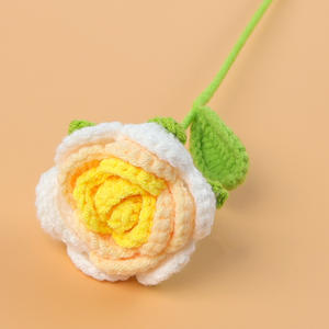 Flor de ganchillo decoración del hogar simulación hecha a mano tejida flores de ganchillo artificiales ramo hilo eterno Rosa Flor de punto - Product Image 5