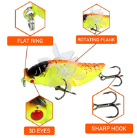 Meilleure Vente Leurre Artificiel Rigide Bionique en Plastique ABS, Type Popper de Surface, Imitation Cigale, Minnow, Spinning Pencil