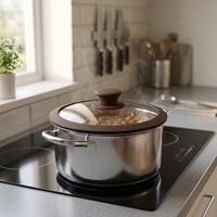 Couvercle de pot en verre à bord large en silicone de qualité alimentaire, résistant à la chaleur, anti-débordement, hermétique, écologique, compatible four, pour la cuisine domestique