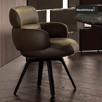 Nouvelle Chaise de Salle à Manger Pivotante 2025 – Style Minimaliste Italien, Cuir de Première Qualité, Structure en Hêtre – Mobilier de Maison pour Lecture Décontractée
