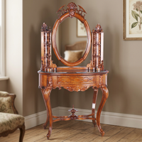 Tocador de reproducción antigua de madera de alta calidad con muebles de diseño europeo con espejo Mesa de maquillaje de tocador para Artista