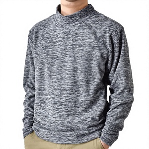 Sudadera de cuello redondo gris jaspeado de manga larga para hombre, de poliéster y algodón, ligera, informal, al por mayor - Product Image 2
