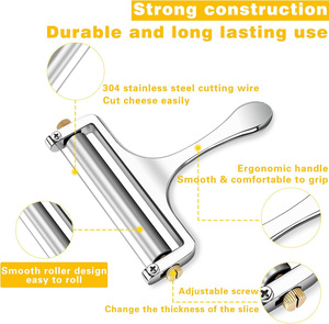 Cortador de Queso Manual de Acero Inoxidable con Grosor Ajustable para Mozzarella, Cheddar, Gruyere - Product Image 5