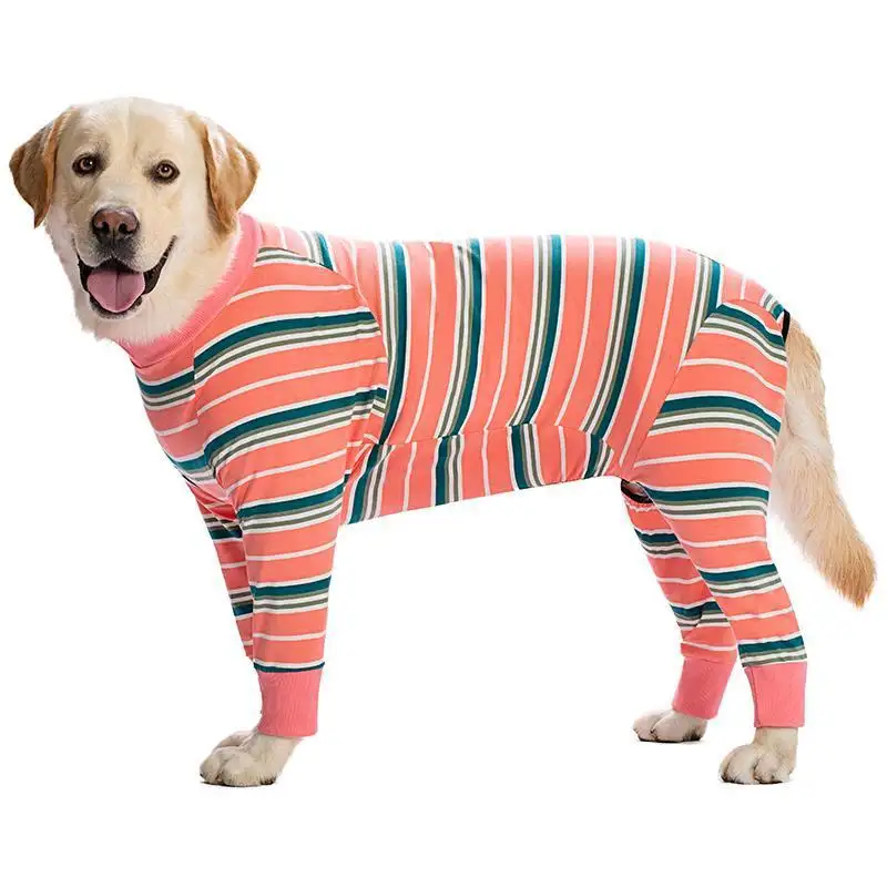 Luxury Cotton Sweatshirt Striped Dog Onesie Soft Comfortable Nightdress Stretching Dog Clothes