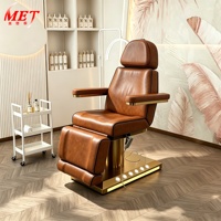 Table de soin électrique pour salon de beauté, clinique, podologie, spa et massage, avec 3/4 moteurs, marron doré, pour cils, visage et massage