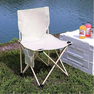 Chaise de pêche pliante portable pour loisirs en plein air avec dossier et porte-gobelet, siège de camping léger en tissu Oxford pour voyage et pique-nique - Product Image 2