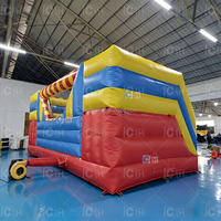 Parcours d'obstacles gonflable commercial pour sports, avec 3 ballons, jeux gonflables Wipeout pour enfants et adultes