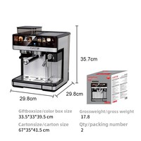 Machine à café électrique semi-automatique italienne Starlux avec broyeur, chauffage isolé, nettoyage automatique, distributeur de lait, boîtier en plastique 3-5