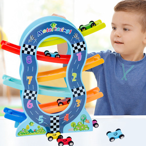 Pista de carreras de rampa de coche deslizante de madera de color en forma de U juguete para niños juguetes educativos de aprendizaje - Product Image 6