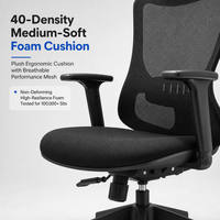 Chaise de bureau ergonomique à dossier haut en maille avec appui-tête, accoudoirs 2D, soutien lombaire réglable, chaises de travail pivotantes