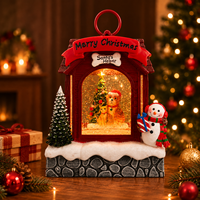 Lanterne musicale lumineuse en forme de boule de neige, avec effet de neige et de paillettes, fonctionnant sur piles, décoration de Noël pour la maison et cadeau