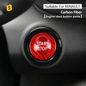 Cubierta de botón de arranque y parada de carbono Shasha, accesorios interiores de fibra de carbono Real, decoración para <span class=keywords><strong>Renault</strong></span> Koleo Corega 2016 + - Product Image 4