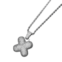 TZM10 plaqué argent vente chaude personnalisé hommes femmes Hip Hop argent laiton bijoux Zircon pavé lettre pendentifs chaînes torsadées