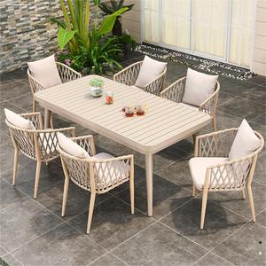 Modern Outdoor Patio Garden Furniture <b>Stackable</b> Woven Cast Aluminum Rope Table and <b>Chair</b> for <b>Dining</b> Hotels Parks - Product Image 2