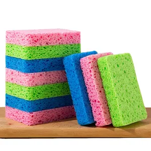 Topeco Cleaning Products Eco Friendly Wood Pulp Holder Materials Block Daily Used Items Non-Scratch Cellulose Scrub Sponge