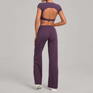 Completo Yoga Aderente con Schiena Scoperta, Pantaloni Dritti ad Asciugatura Rapida, Set Due Pezzi per Esercizio, <span class=keywords><strong>Fitness</strong></span> e Corsa da Donna - Product Image 4