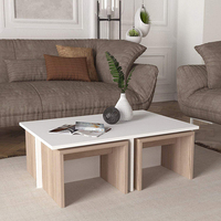 Tambour en ciment Tropical naturel à basse hauteur, grand carré, avec formes géométrique, bois de burlap, ensemble Table basse en résine époxy