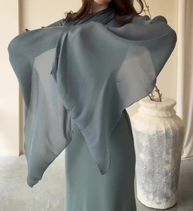 Robe de printemps 2026, robe islamique, patchwork, gaze de <span class=keywords><strong>verre</strong></span>, manches chauve-souris, longue robe en satin, abaya musulmane quotidienne, couleur unie, coupe ajustée, robe de fête - Product Image 6
