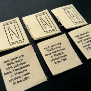 ป้ายผ้าฝ้ายพิมพ์ลายขนาด 15x70 มม. ป้ายโลโก้ดีไซน์ขายดี ป้ายพิมพ์ลาย ป้ายพิมพ์ลายสำหรับเสื้อผ้า - Product Image 2