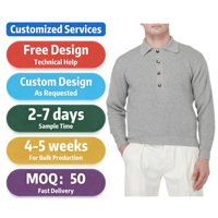 Demi Cardigan Boutons rabattus à manches longues Style décontracté Col tricoté Polo T-shirt pour hommes Pulls hommes Pull Tricots