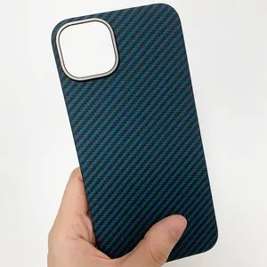 Nieuw Binnen Luxe Mat Zwart Rood Real Aramid Vezel Mobiele Telefoon Hoesje Voor Iphone 13 14 15 Pro