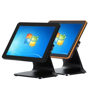 Terminal LAN POS con pantalla táctil, 15 ", Intel Core I3, todo en uno, Linux, Windows 10, restaurante con soporte de aluminio