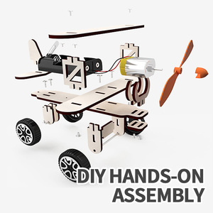 Planeador biplano de madera Diy, materiales hechos a mano, Kit de vástago educativo, Avión de rodaje eléctrico de madera, juguete para niños - Product Image 2