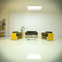 Combinación de muebles modernos para sala de estar, marco duradero de acero inoxidable con sofá y silla con acento amarillo