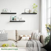 Étagères murales flottantes rectangulaires en bois modernes et durables, étagère décorative élégante avec support dissimulé, présentoir pour salon et chambre à coucher