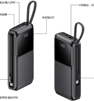 Power Bank Portabel Kapasitas Tinggi 10000mAh 20000mAh 30000mAh dengan Layar LED Digital dan Kabel