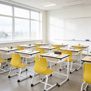 MDF Board Study <strong>Table</strong> and Chairs Set for Kids <strong>Height</strong> <strong>Adjustable</strong> Student Desk and Chair for Children Bedroom - Product Image 2
