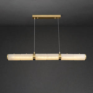 Nueva llegada de iluminación lineal simple moderna decoración nórdica del hogar luz colgante de mármol de alabastro de latón fino - Product Image 6