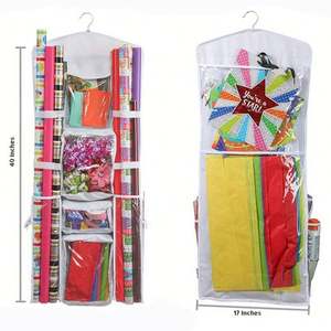 Sac de rangement vertical suspendu de luxe transparent multi-poches avec crochet métallique pour papier et organisateur de bureau à domicile en tissu PVC PP - Product Image 2