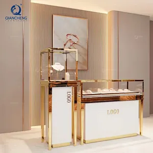 Foshan display showcase furniture supplier stainless steel jewellery exhibition modular display cabinet