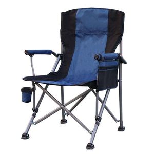 Outdoor Folding Portable Armchair Large Aluminum Director Chair Beach Camping Garden Chair Blue Comfortable <b>Backrest</b> - Product Image 1
