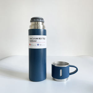 Bottiglia d'Acqua Portatile Regalo per Riunioni Aziendali <span class=keywords><strong>Set</strong></span> Tumbler Isolato 500ml Thermos in Acciaio Inox con <span class=keywords><strong>Due</strong></span> Coperchi - Product Image 1