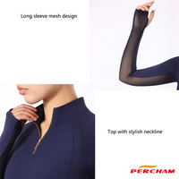 Couche de base équestre pour femmes personnalisée Haut d'équitation à séchage rapide en maille à manches longues avec encolure élégante