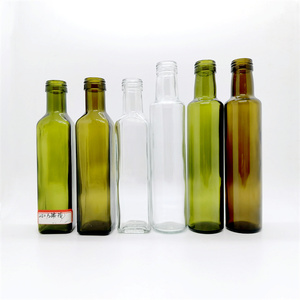 250ml 500ml 750ml 1l Bouteille en verre carrée ou ronde de luxe pour huile de cuisson et huile d'olive avec couvercle en métal Bouteille en verre - Product Image 1