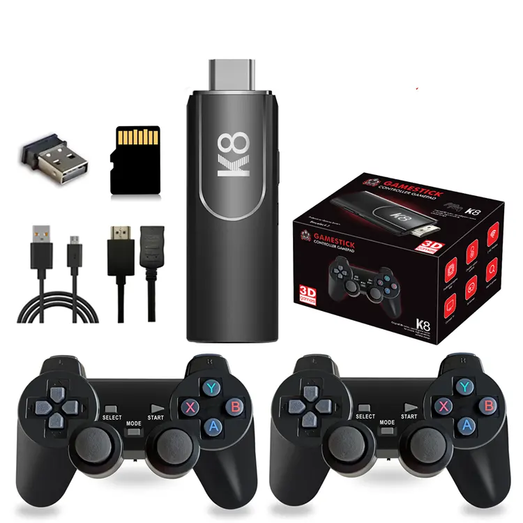 M8 K8 Game Stick Lite 4K HD TV Retro Classic Video Game Console 64GB 40000 games 3D Gaming Consoles PSP with 2 Wireless gamepad