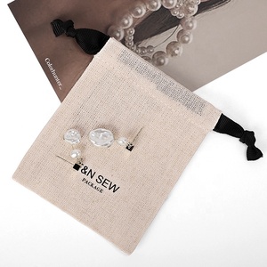 Personalizzato Avorio Mini Cordoncino di Cotone sacchetto di Tela di Lino Eco Friendly Draw <span class=keywords><strong>String</strong></span> Regalo Dei Monili Del Sacchetto Bianco con Logo - Product Image 3