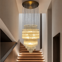 Lustre en verre de luxe, style nordique minimaliste, pour salle à manger, club-house, loft, hôtel, villa, éclairage d'escalier, style postmoderne