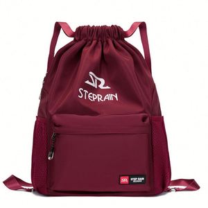 Sac à dos pliable réutilisable en polyester avec poche avant zippée, nouveau style, pour la plage, la randonnée, la salle de sport, l'usage quotidien, pour adultes et enfants, sac à cordon - Product Image 1