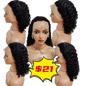 Letsfly khuyến mãi $<span class=keywords><strong>21</strong></span> 13x4 ren phía trước tóc con người sóng nước 10-16inch xoăn tóc Trinh Nữ Bob Tóc Giả 9A 180% bán buôn nhà máy - Product Image 1