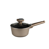Casserole moderne de luxe en aluminium antiadhésive avec couvercle, compatible induction, nervures verticales renforcées, sans PFOA