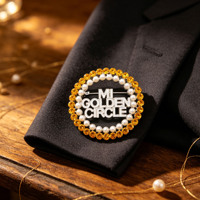 Broches à strass tendance avec cercle doré MI, broche épingle de sûreté personnalisée pour sororité grecque