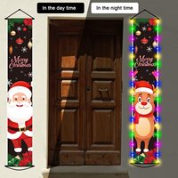 Bannière lumineuse LED traditionnelle pour porche de Noël, couplet de Noël, rouge et or, avec messages de bénédiction, décoration festive pour la maison
